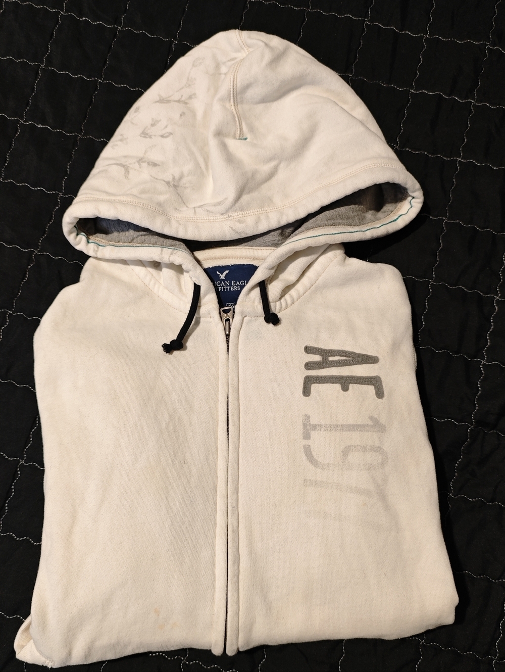 American Eagle Outfitters Eagle Fleece Full-Zip Hoodie Cream Color Size XL